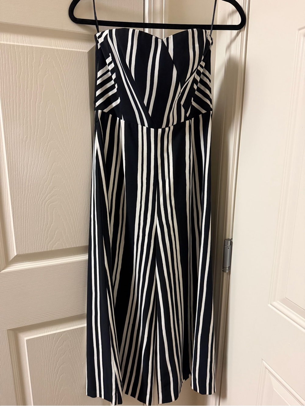 H&M Black and White Striped Strapless Jumper